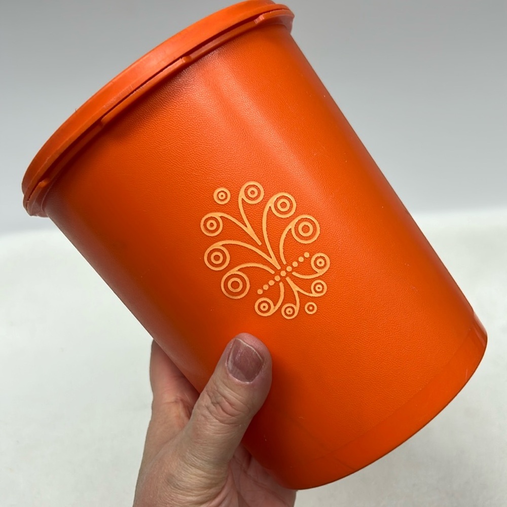 Retro /vintage orange  TUPPERWARE Servalier storage container with lid
